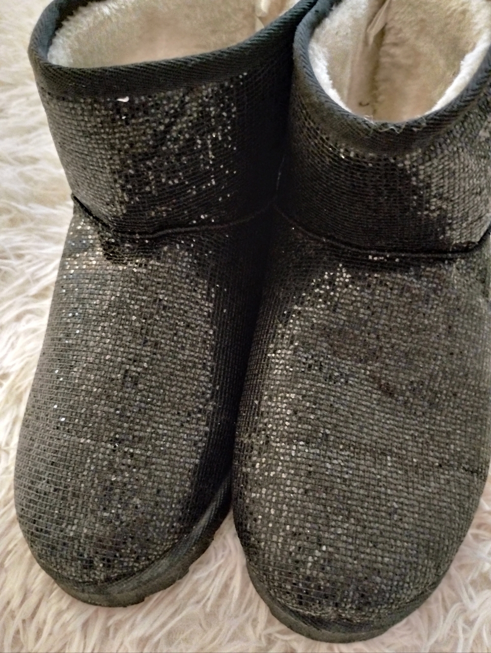 Mudd Sparkle Black Women's Cozy Boot Slippers